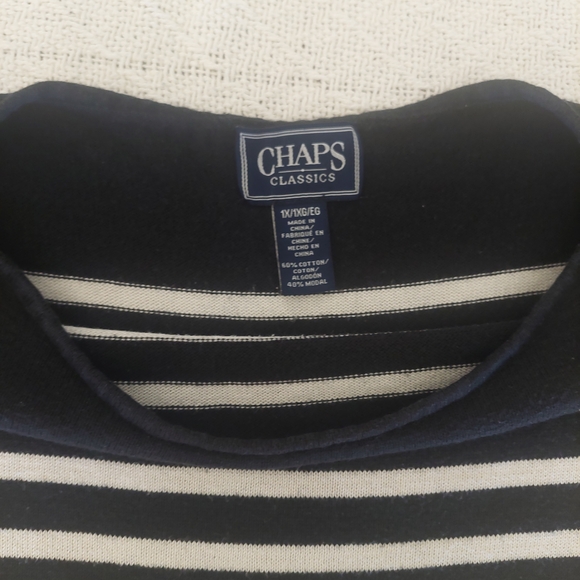 Chaps Navy and White Striped Top - Picture 4 of 5